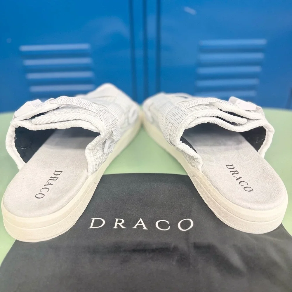 Draco White Lightning Reflective Slides Mens 11-12 fits 10.5 -12 **New w/ Bag**